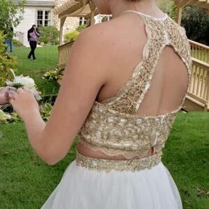 Macy's Gold and White Prom Dress